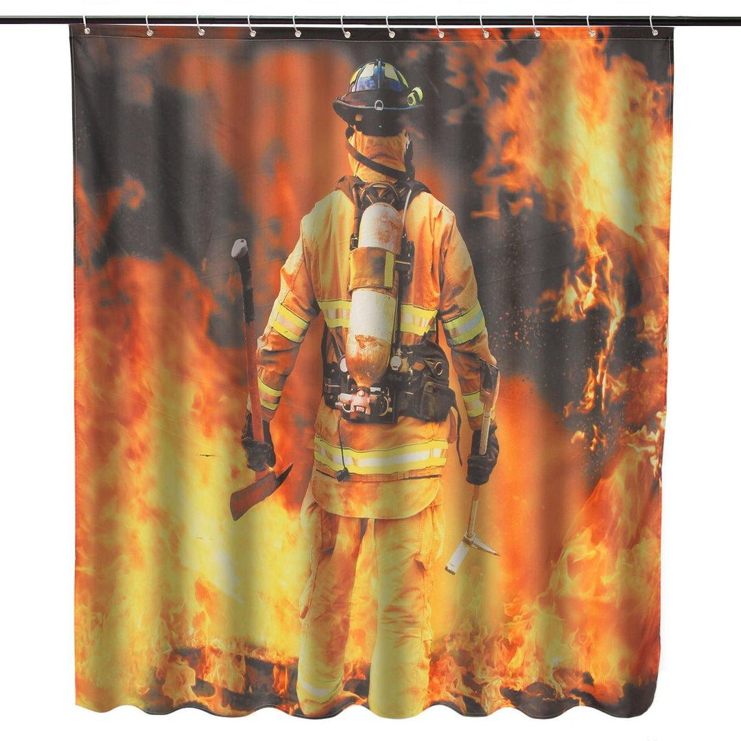 Waterproof Polyester Fabric Shower Curtain Firemen Design Bathroom Home Decoration - MRSLM