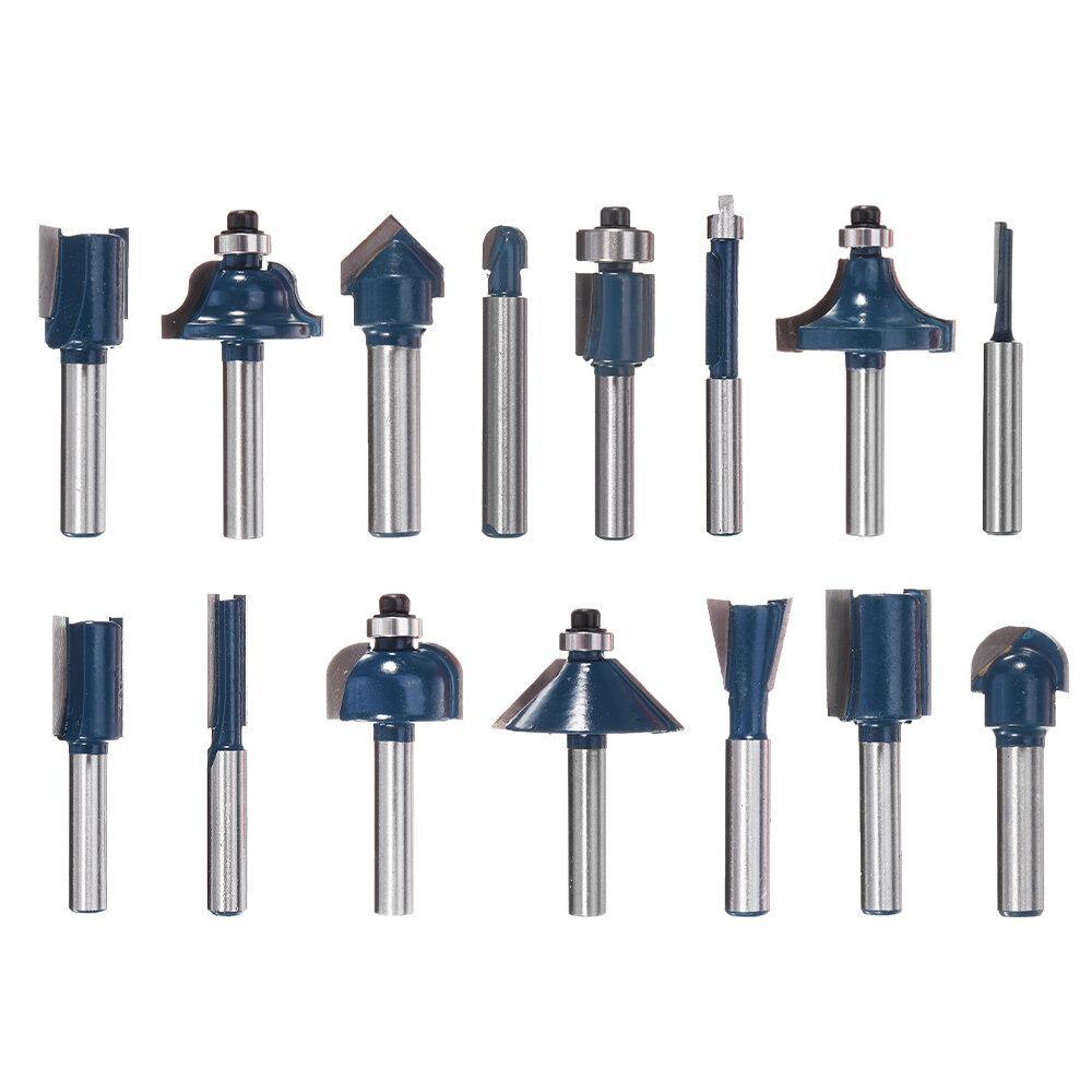 12/15Pcs 1/4 Inch Shank Router Bit Set Woodworking 6.35mm Shank Drill Bits For Trimming Engraving Machine - MRSLM
