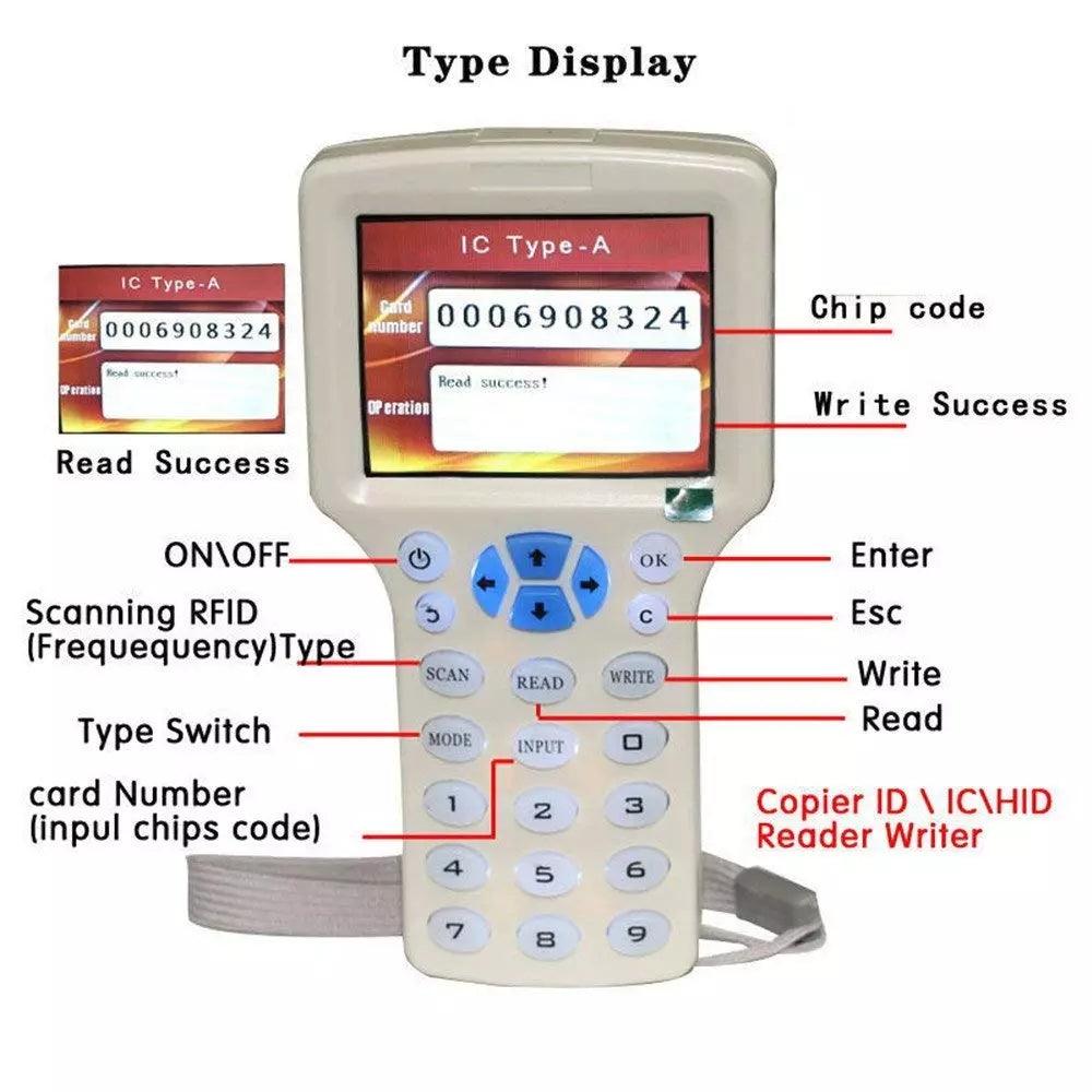 RFID NFC Card Copier Reader Writer Duplicator English 10 Frequency Programmer for IC ID Cards (1) - MRSLM