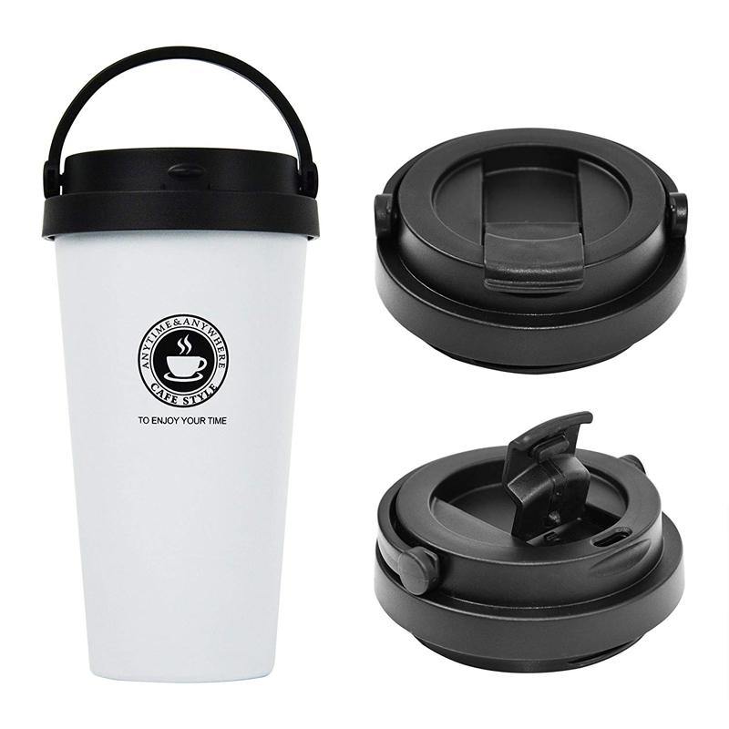 500ML Portable Coffee Vacuum Flasks Insulated Mugs Hot & Cold Cup With Handle Leakproof Stainless Steel Thermos Flask Tea Water Bottle - MRSLM