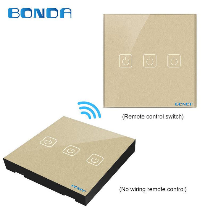 BONDA WIFI 433RF Remote Control Touch Switch 1Way 2Way 3Way Wall Touch Sensor Light Switch Crystal Glass Smart Switch Power For Smart Home - MRSLM