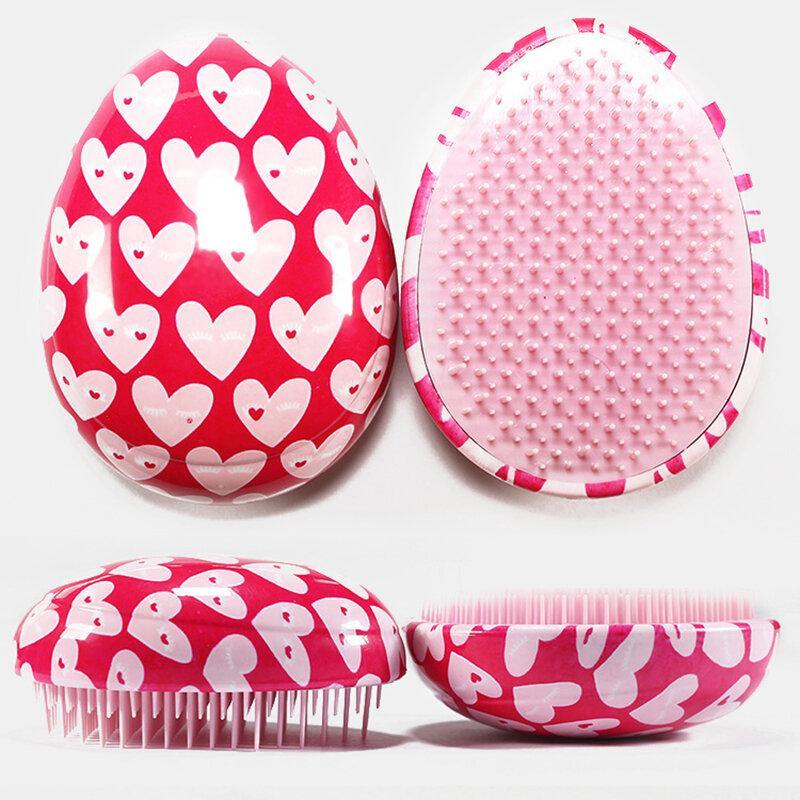 ABS Hair Brush Comb Pink Egg Round Shape Soft Styling Tools Heart Anti-Static Hair Brushes Detangling Comb Salon Hair Care Comb - MRSLM