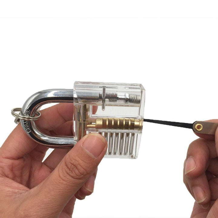 DANIU 12pcs Unlocking Lock Pick Set + 10pcs Key Extractor Set +1pc Transparent Practice Padlock - MRSLM