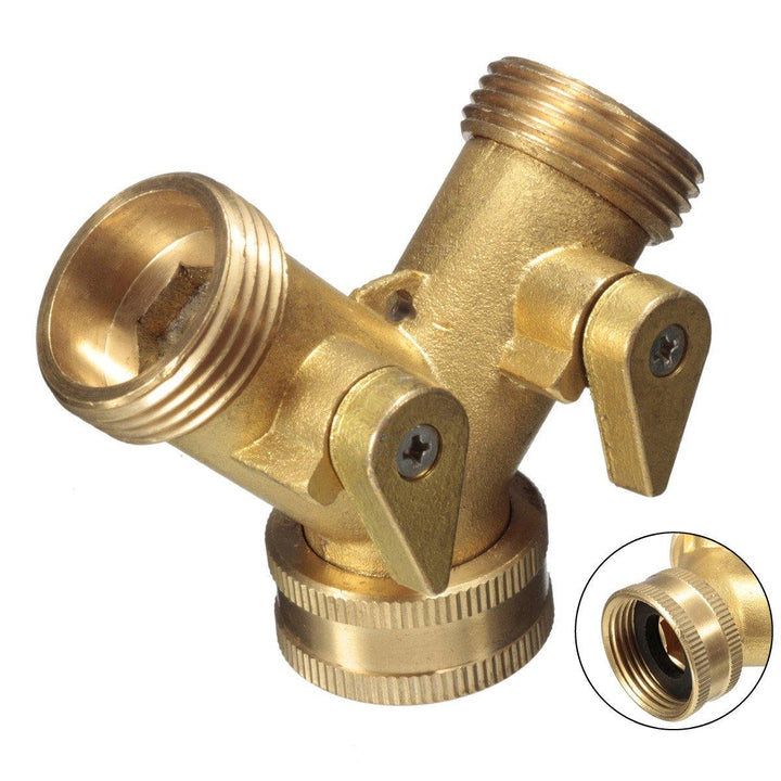 EU Standard 3/4 " Brass Garden Irrigation 2 Way Y Shape Adapter Splitter Hose Faucet Manifold Pipe Tap Connector - MRSLM