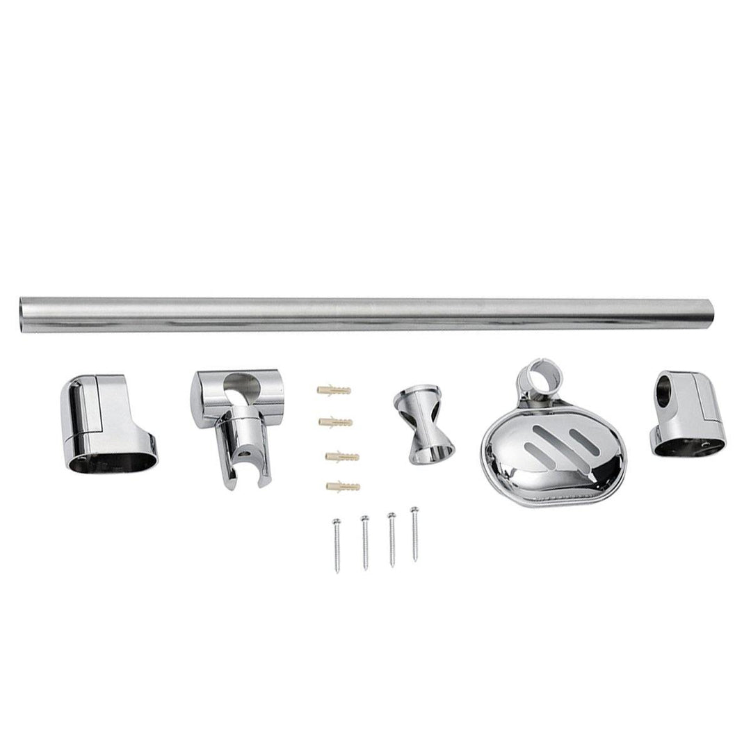 Stainless Steel Adjustable Riser Rail Bar Shower Stand Soap Stand Shower Head Towel Holder 610mm - MRSLM