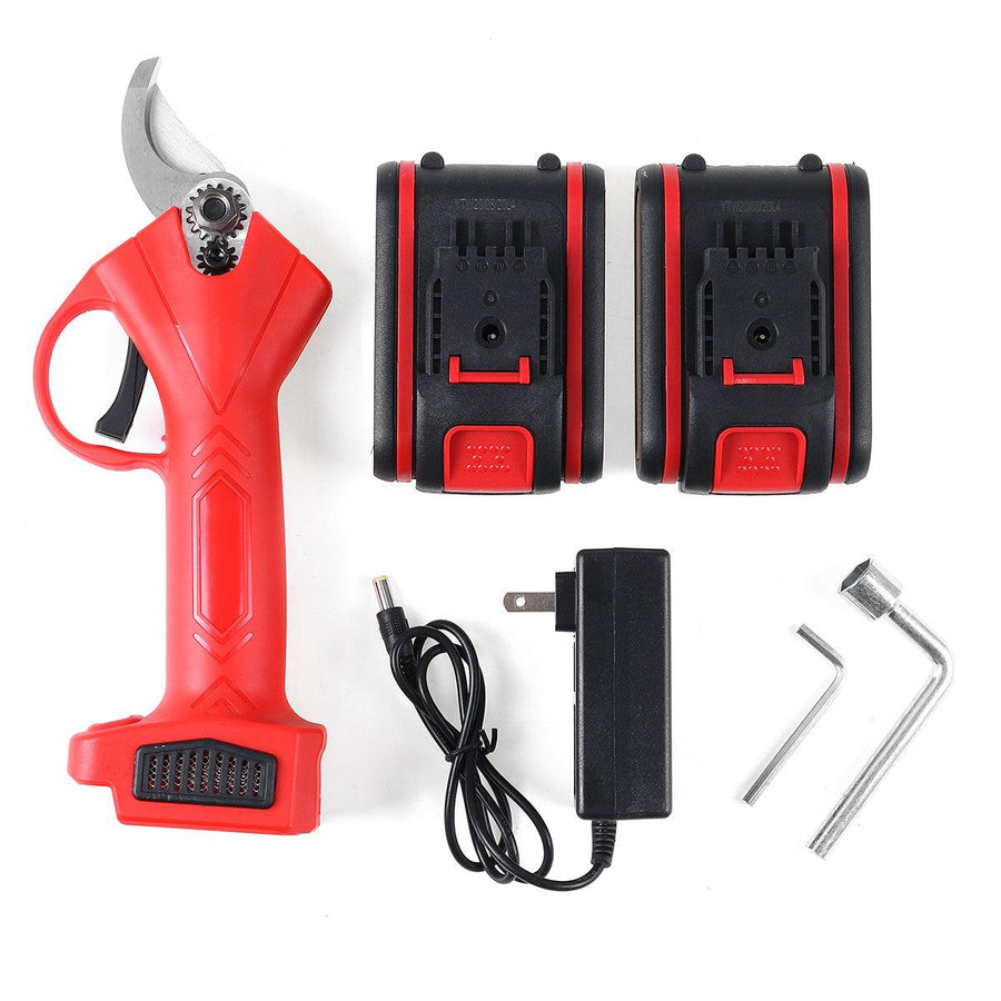 21V Wireless 25mm Rechargeable Electric Scissors Branch Pruning Shear Tree Cutting Tools W/ 2 Battery - MRSLM