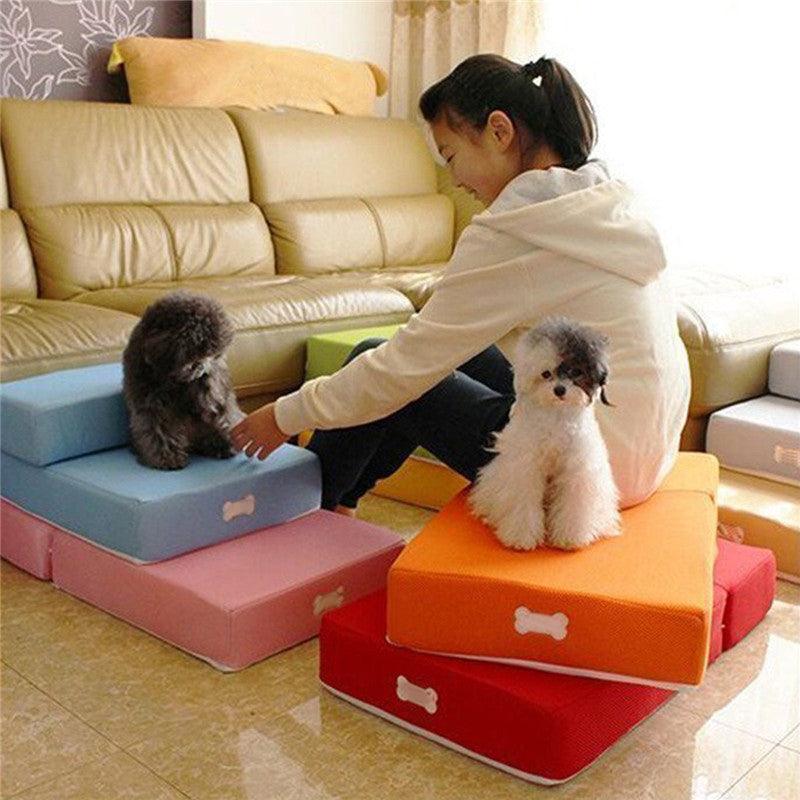 Pet Stair 2 Step Portable Puppy Dog Cat Soft Indoor Sofa Bed Folding Ramp Ladder Pet Bed - MRSLM
