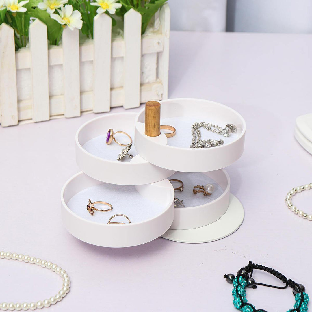 4 Layers 360° Rotating Jewelry Earrings Bracelet Storage Box Organizer Earring Holder - MRSLM