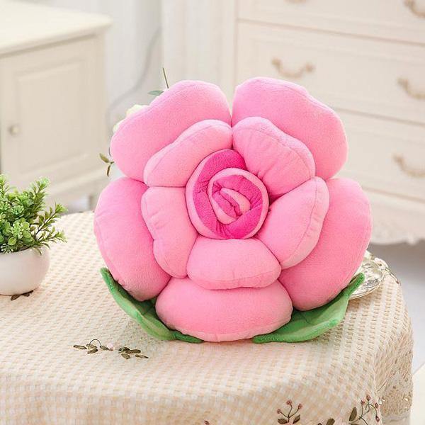 3D Colorful Rose Flowers Throw Pillow Plush Sofa Car Office Back Cushion Valentines Gift - MRSLM