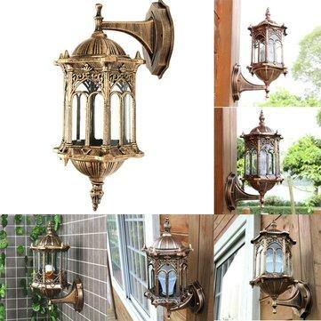 Outdoor Bronze Antique Exterior Wall Light Fixture Aluminum Glass Lantern Garden Lamp - MRSLM