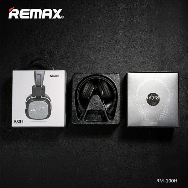 REMAX RM-100H Retractable PU Wired Control Headset Earphone Headphone With Mic (Black) - MRSLM