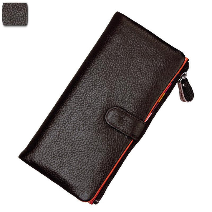 Ladies Long RFID Anti-Scan Wallet Top Layer Leather - MRSLM