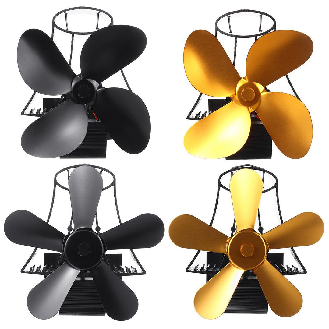 4/5 Blades Fireplace Fan Stove Fan Heated Fan Heat Powered Eco Fan Low Noise - MRSLM