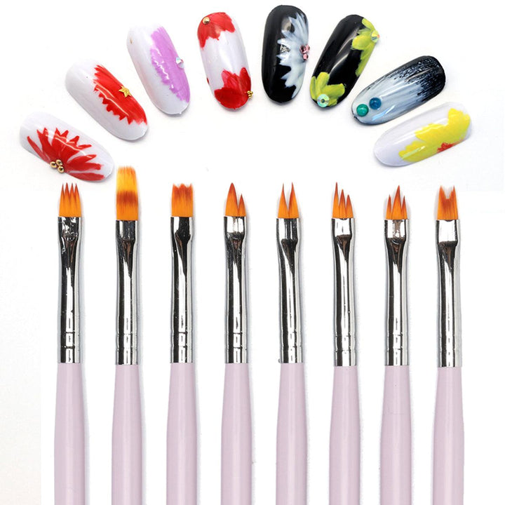 8pcs/set Acrylic Painting Brush Nail Art Tool - MRSLM