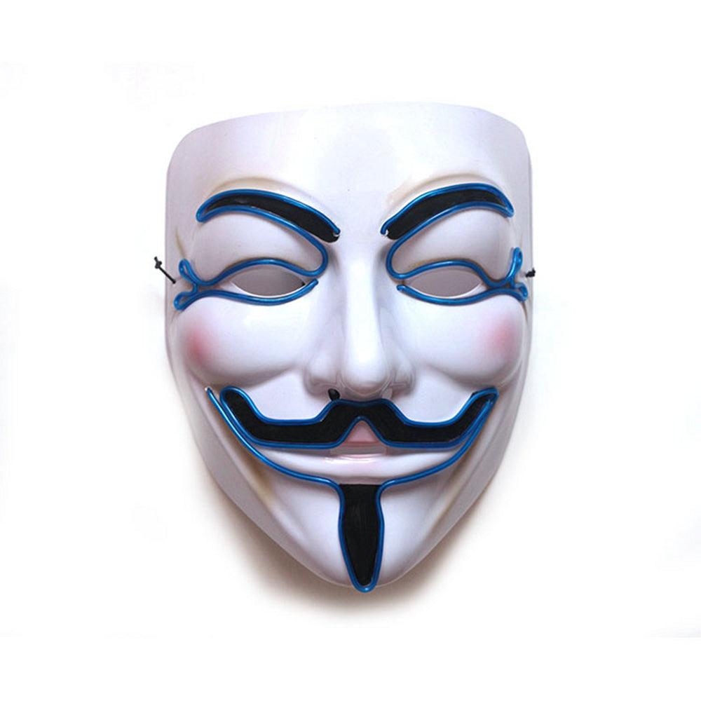 Halloween V for Vendetta Mask LED Scary EL-Wire Mask Light Up Festival Cosplay Costume Supplies Party Mask - MRSLM