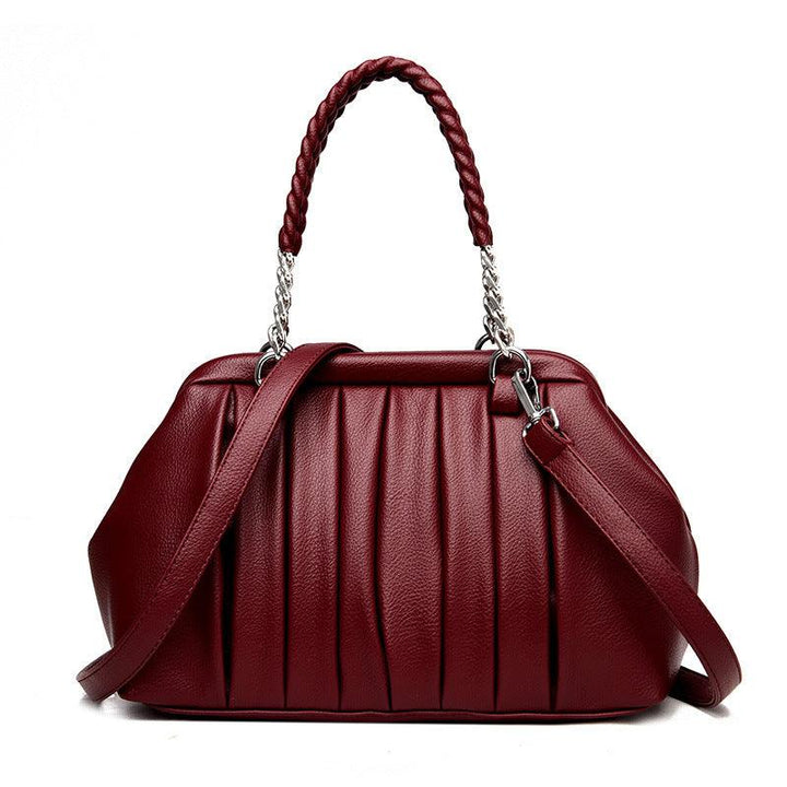 New Fashion All-match Pleated Woven Portable Large Capacity Leather Women's Bag - MRSLM