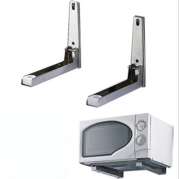 2pcs Stainless steel Foldable Microwave Oven Shelf Wall Mount Bracket Stand Support Holder - MRSLM