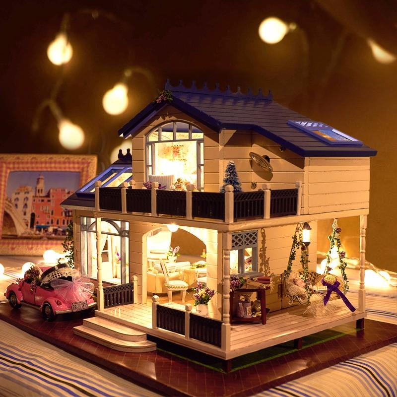 Cuteroom 1:24DIY Handicraft Miniature Voice Activated LED Light&Music with Cover Provence Dollhouse - MRSLM
