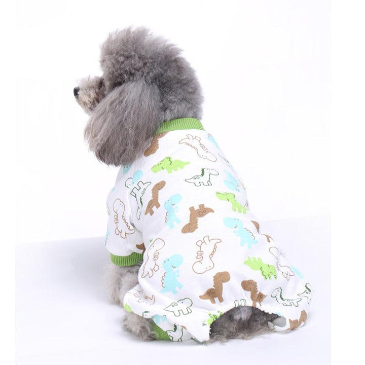 Pet Dog Soft Cloth Cotton Footprint Pajamas Puppy Jumpsuits Soft Clothing Clothes Dog Dress - MRSLM