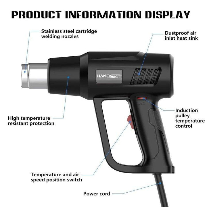 Handskit Electric Hot Air Gun Thermoregulator LCD Heat Guns Shrink Wrapping Thermal Heater Nozzle - MRSLM