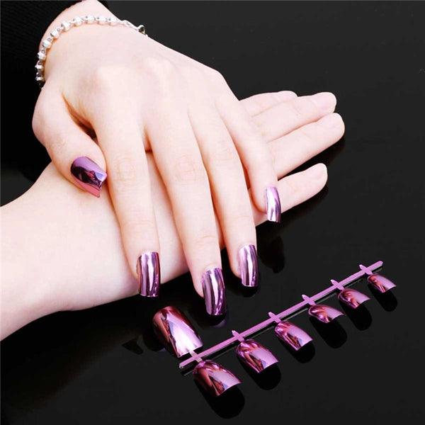 Colorful Metallic Metal Color Nail Art Deocoration Tips 6 Sizes - MRSLM