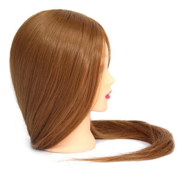Brown 18 Inch Long Straight Hair Training Model Mannequin Practice Head Salon Cutting - MRSLM