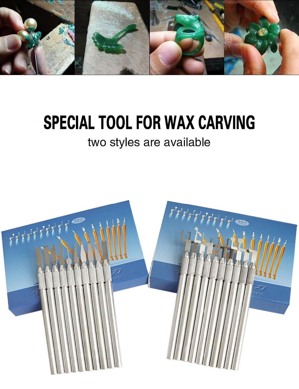 10pcs Professional Carving Chisel Knife Hand Tool Set Dental Lab Stainless Steel Wax Carving Tool - MRSLM