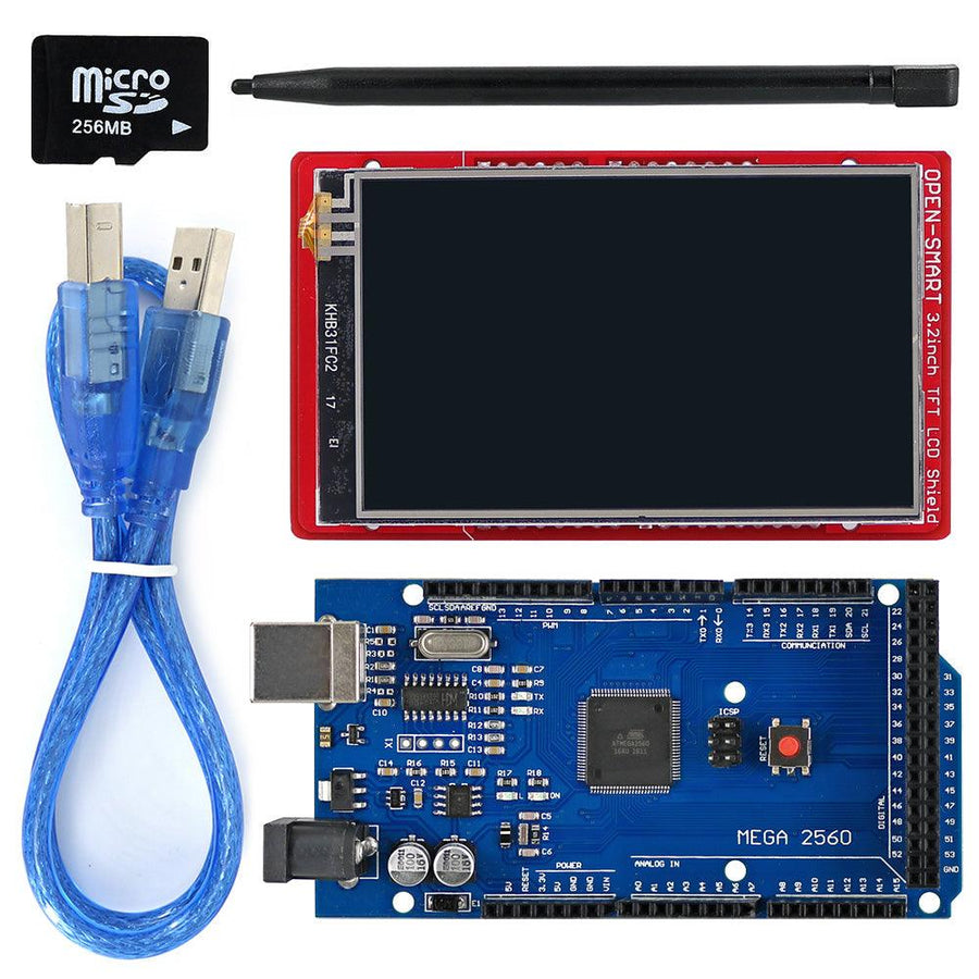 3.2 inch TFT LCD Display Module Touch Screen Shield Kit Onboard Temperature Sensor + Touch Pen/TF card/Mega2560 OPEN-SMART for Arduino - products that work with official Arduino boards - MRSLM