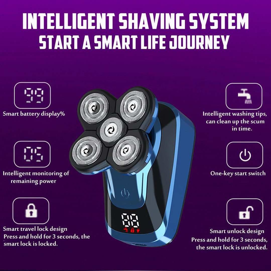 6 IN 1 5D Electric Razor Shaver LCD Rechargeable Bald Head Beard Clipper Trimmer - MRSLM