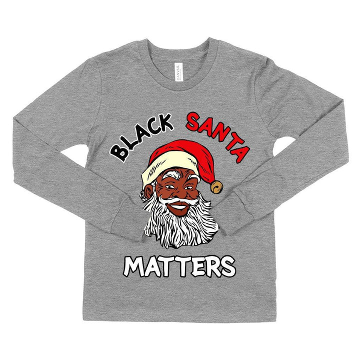 Kids' Black Santa Matters Long Sleeve T-Shirt - Black Christmas T-Shirts - MRSLM