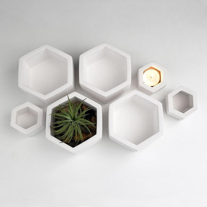 White Hexagon Ceramic Planter - MRSLM