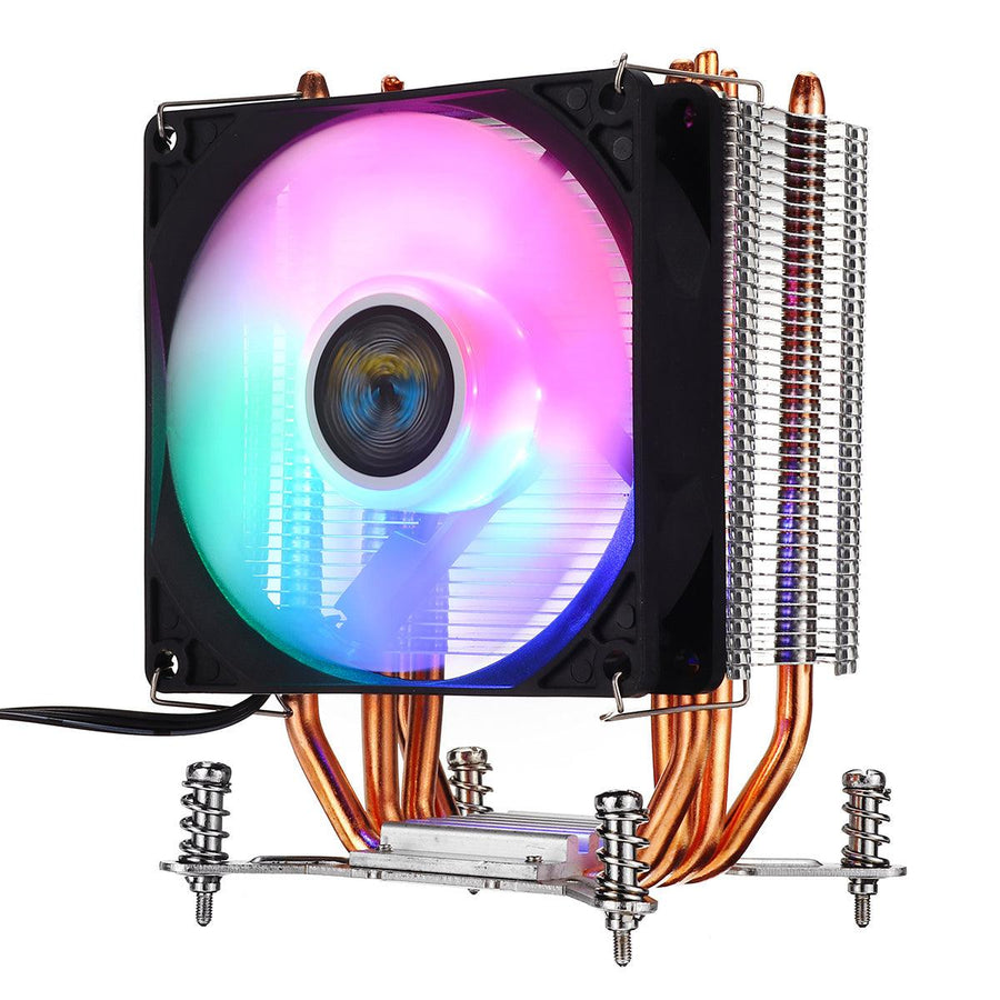 3Pin 1 Fans 4 Heatpipes Colorful Backlit CPU Cooling Fan Cooler Heatsink for Intel LGA 775/1150/1151/1155/1156/1366 - MRSLM
