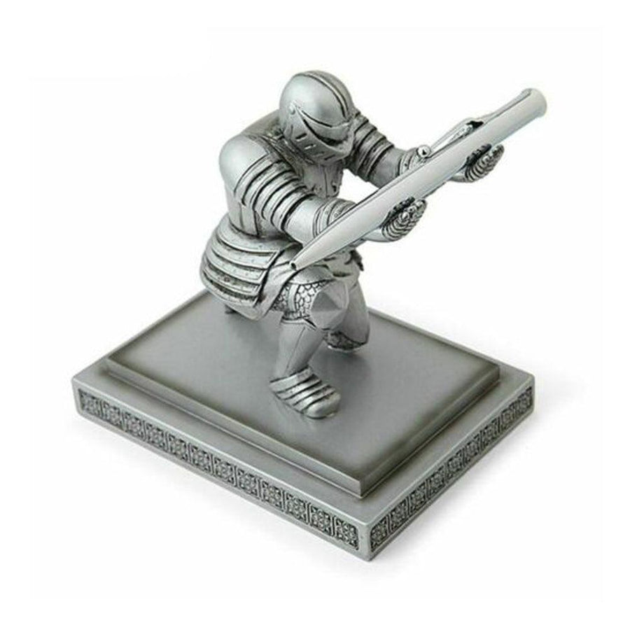 Silver Executive Knight Pen Holder Action Figure Armor Hero Pen Holder Table Decoration Toy - MRSLM