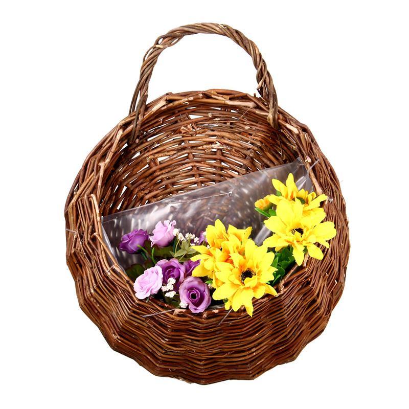 Rustic Wicker Rattan Wall Hanging Flower Baskets Pot Home Balcony Wedding Decor Gift - MRSLM