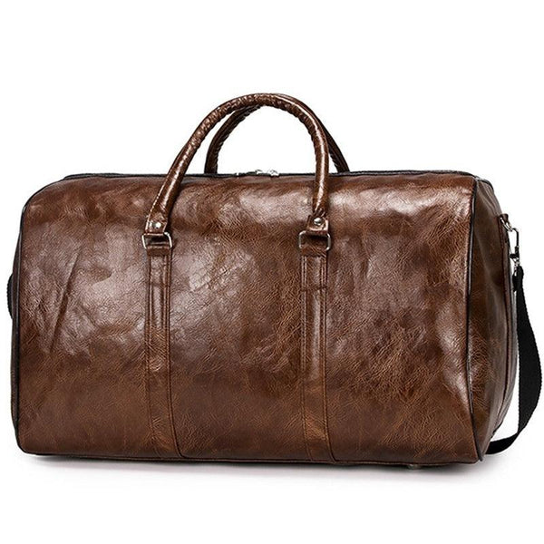 Men Women Leather Duffel Bags Waterproof Large Capacity Folding Sports Travel Bag Fitness Yoga Gym Handbag - MRSLM