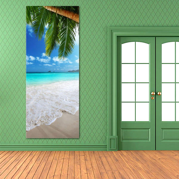 3D Beach Door Sticker Fridge Decals Mural Home Wall Decorations - MRSLM