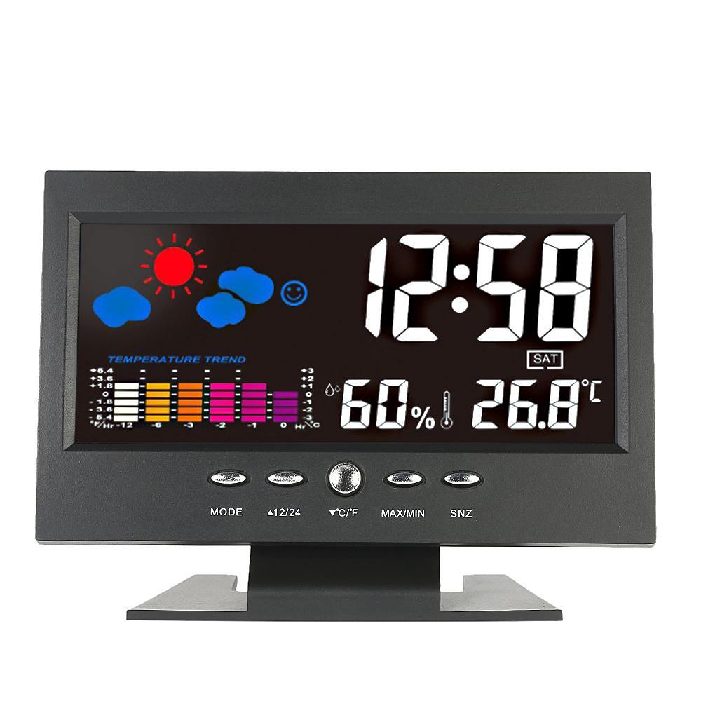 DC 000 Digital Thermometer Hygrometer Weather Station Alarm Clock Colorful LCD Calendar - MRSLM