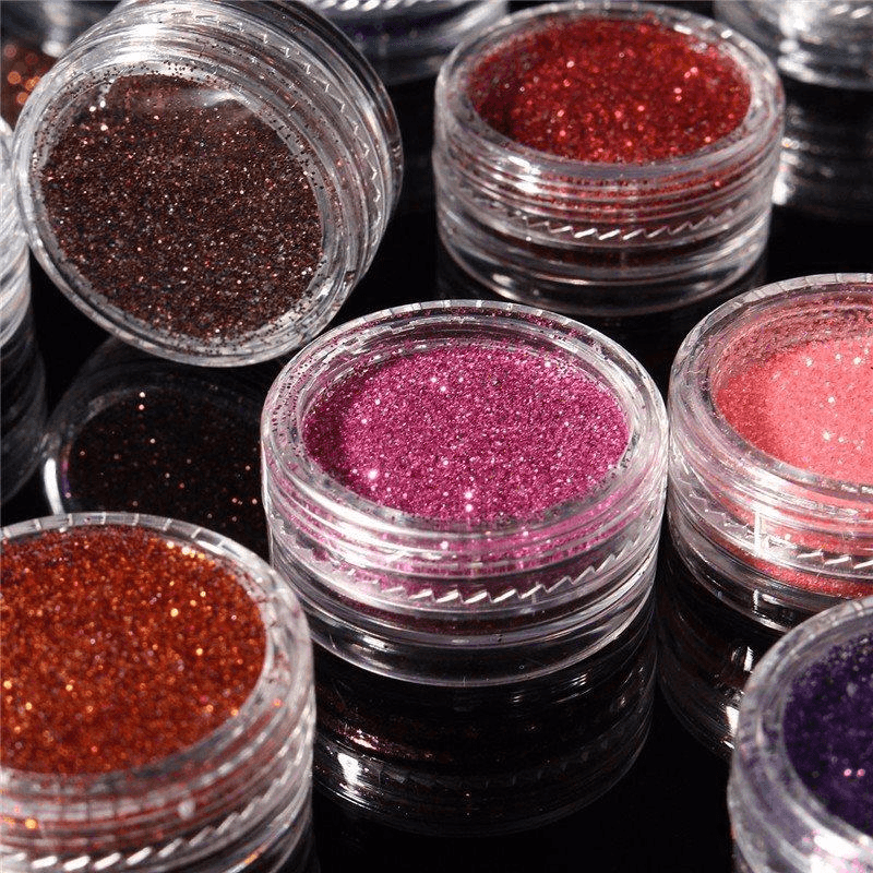 16 Colors Eye Shadow Pigment Glitter Powder Spangle Set Nail Art Decoration DIY Bling Party Shimmer Makeup - MRSLM
