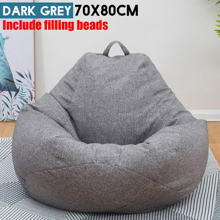 Lazy Bean Sofas Cover Chairs Filler Linen Cloth Lounger Seat Bean Bag Pouf Puff Couch Tatami for Living Room - MRSLM