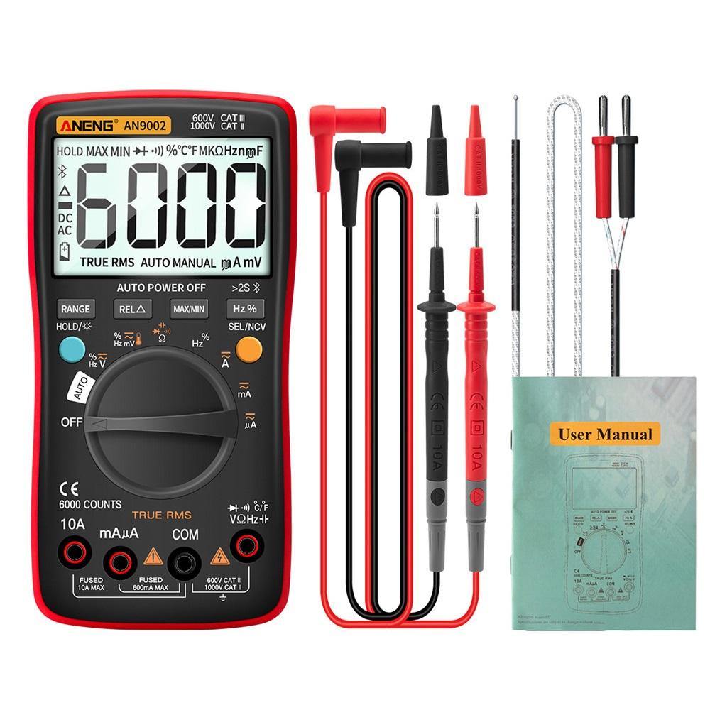 ANENG AN9002 Digital bluetooth True RMS Multimeter 6000 Counts Professional Auto Multimetro AC/DC Current Voltage Tester - Red - MRSLM