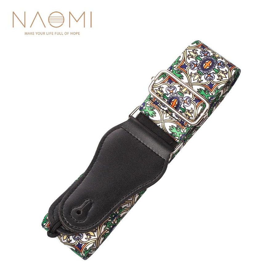 Naomi Nylon Guitar Strap Adjustable Guitar Strap Belt Flower Pattern For Acoustic Electric Bass Adjustable Soft Webbing Belt - MRSLM