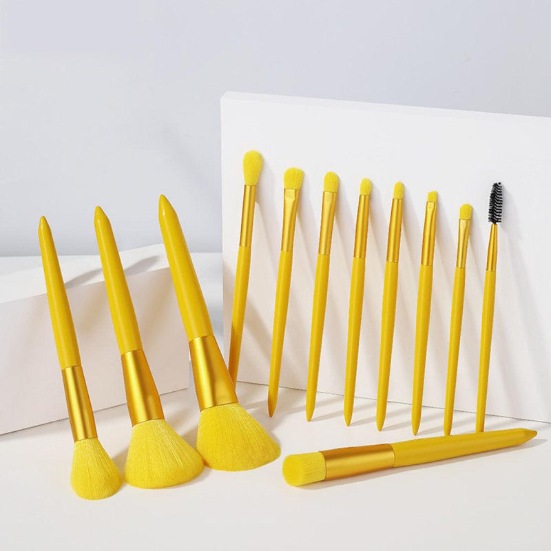 yellow makeup brush set, view 3 - MRSLM