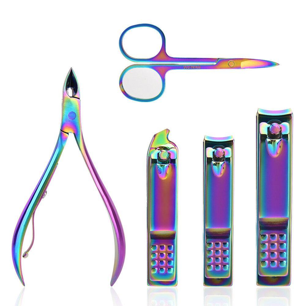15Pcs Colorful Manicure Tool Set Symphony Stainless Steel Nail Scissors Eyebrow Scissors Dead Skin Pliers - MRSLM