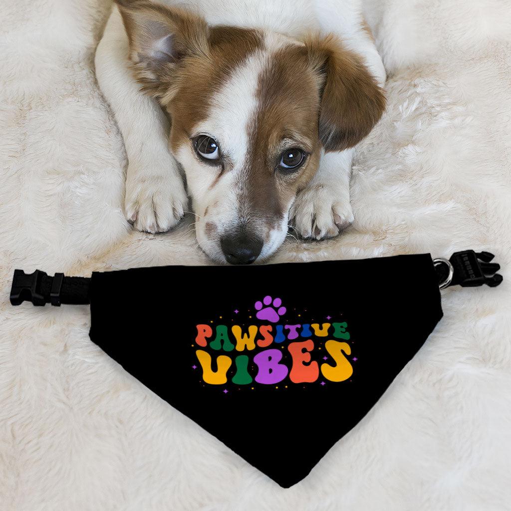 Pawsitive Vibes Pet Bandana Collar - Colorful Text Scarf Collar - Cool Dog Bandana - MRSLM