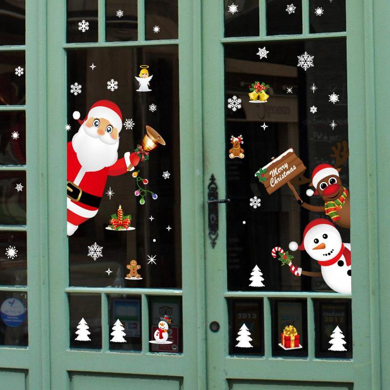 Miico SK9241 Christmas Sticker Cartoon Santa Claus Pattern Wall Stickers Removable For Room Decoration - MRSLM