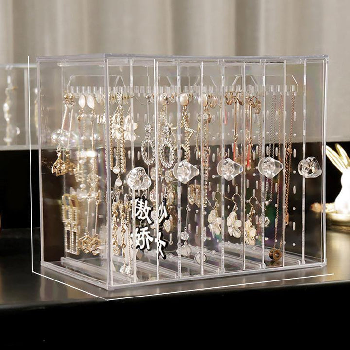 5 Trays Dustproof Transparent Acrylic Earrings Storage Box Jewelry Display Stand - MRSLM