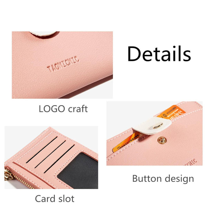 Women Ultra-thin Tassel Card Holder Leather Wallet Coin Purse Bag Zipper Handbag - MRSLM