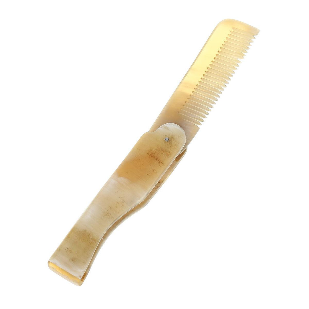 Oxhorn Comb Folding Hair Brush Fine Tooth Massage Anti Static Portable Gift Travel - MRSLM
