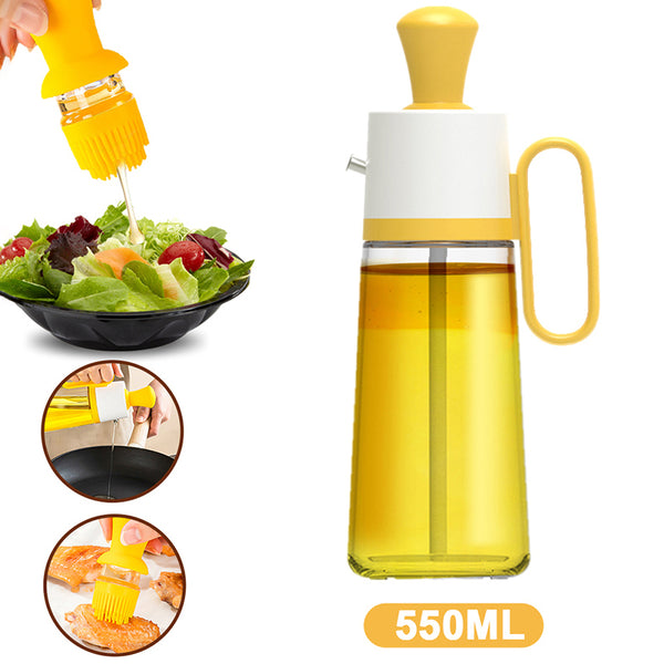 2 In 1 Oil Dispenser With Silicon Brush BBQ Oil Spray Glass Bottle Silicone For Barbecue Cooking Seasoning Bottle Kitchen Gadgets