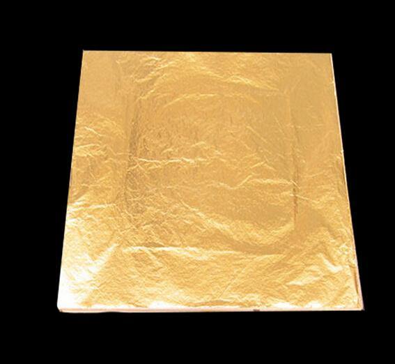 100Pcs Imitation Gold Foil Sheets Copper Leaf Sheets Transfer Leaf Sheets Gold Leaf Booklet 16cm×16c - MRSLM